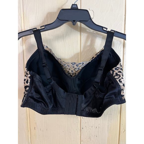 40DDD Comfrort Choice Bra Bralette Leopard Mesh Wireless Soft Cup Lined Wirefree - Picture 7 of 7